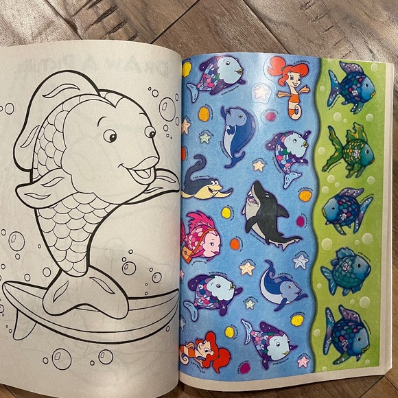 New "Rainbow Fish" Sticker/Activity/Coloring Book - Picture 6 of 8